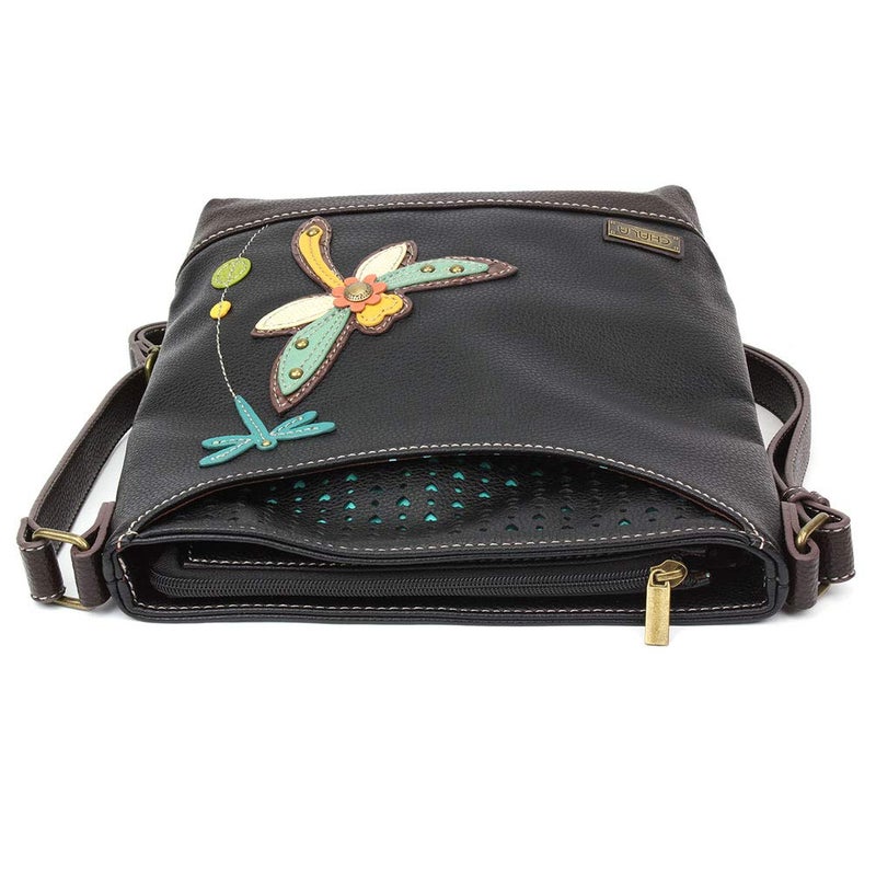 CHALA Sweet Messenger Mid Size Shoulder Purse with Adjustable Strap - Dragonfly - black - Image 3
